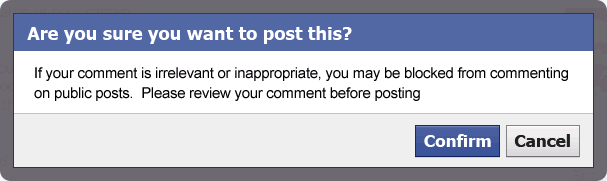 If your comment is irrelevant or inappropriate, you may be blocked from commenting on public posts.  Please review your comment before posting.